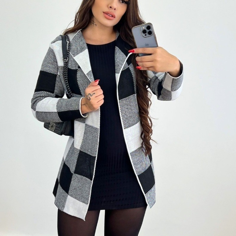 Casaco Cardigans Xadrez Sobretudo Tricô Inverno Luxo Super Envio! ! em Oferta na Shopee