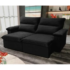 Sofá Retrátil Reclinável Paris 1,50m Suede Velut Preto Molas no Assento - King House