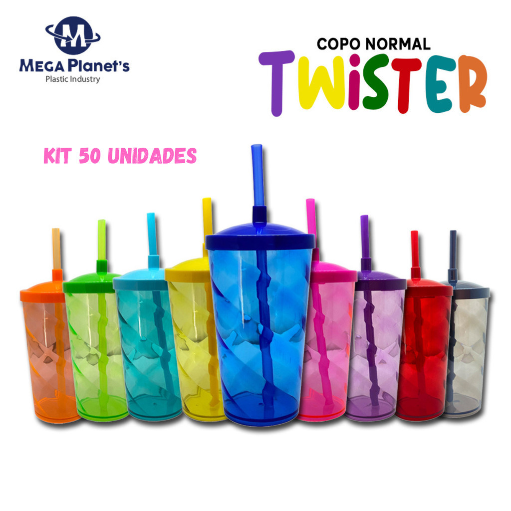 Kit 50 Copo Twister 500 ml | IDEAL Para Personalizações | Festas | Acrílico | Aniversários...