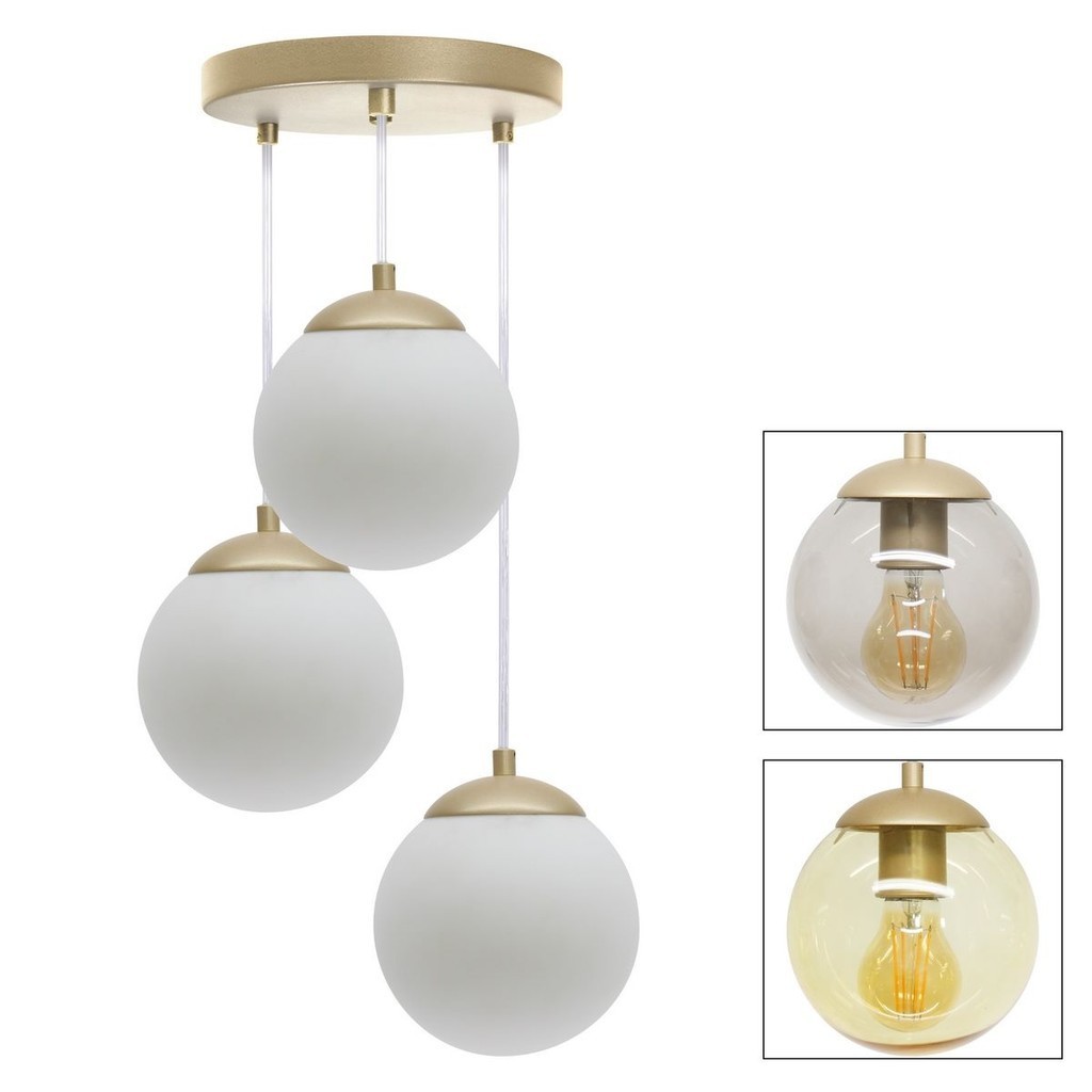 Lustre Pendente Globo 15 Jabuticaba Bola Vidro Monza Triplo