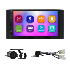 Kit Multimídia 7 Pol Etios Todos Hilux SW4 SRV STD 2005 2006 A 10 11 2012 Espelhamento Android Ios 2 Din Preto Camera Ré