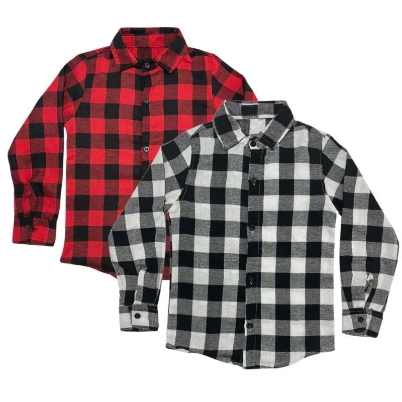 Camisa Xadrez Infantil Juvenil Flanelada Manga Longa – Tamanho 2 ao 16