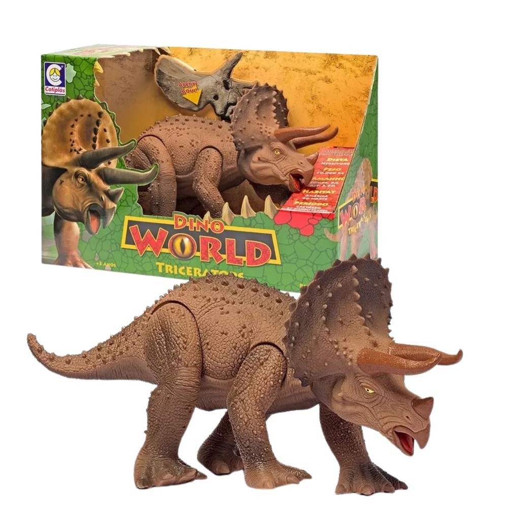 Boneco Dino World Kids Triceratops Faz Sons de Dinossauro Cotiplás - 2089 em Oferta na Shopee