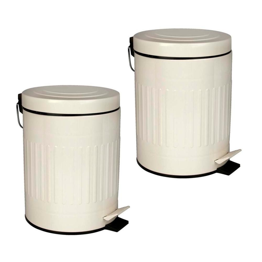 Kit 2 Lixeira com pedal e balde 5 Litros Inox Retrô Mor em Oferta na Shopee