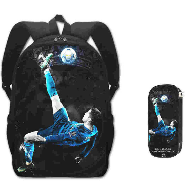 2 Peças/Conjuntos CR7 Mochila Infantil + Caixa De Lápis Cristiano Ronaldo Bolsa Escolar Leve Confortável À Prova D'água em Oferta na Shopee