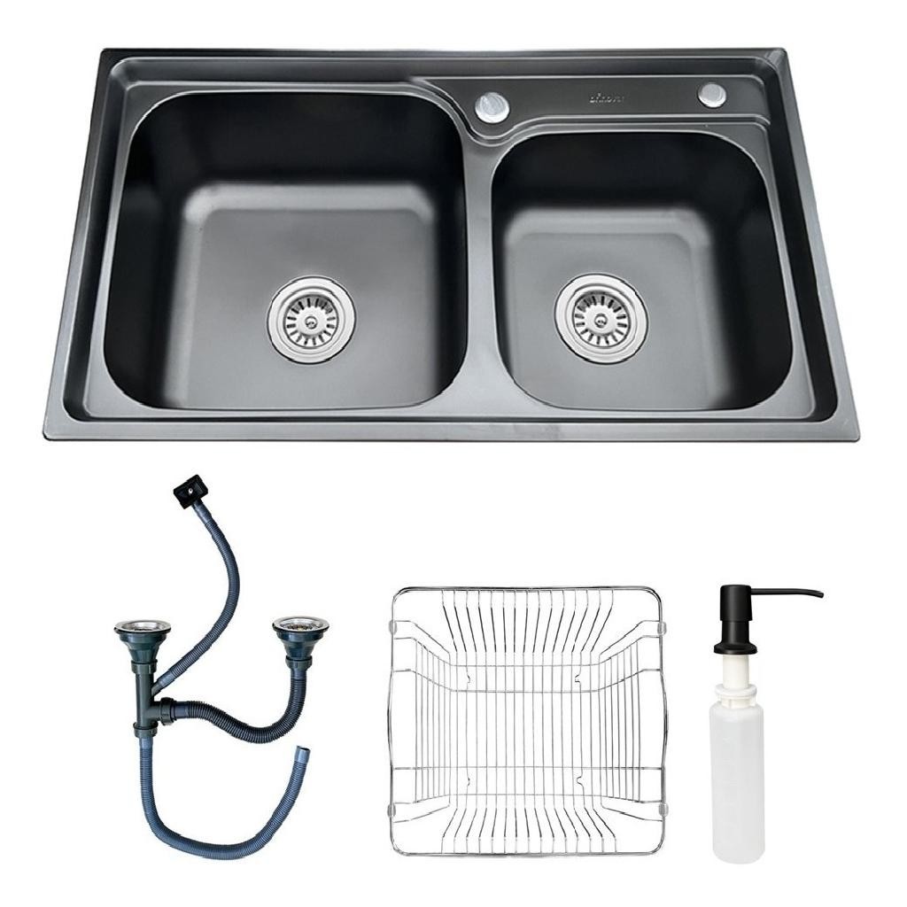 Cuba Dupla Preta Gourmet Pia Dupla Cozinha Inox Preto 78x43 Acessório Brinovar