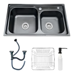 Cuba Dupla Preta Gourmet Pia Dupla Cozinha Inox Preto 78x43 Acessório Brinovar