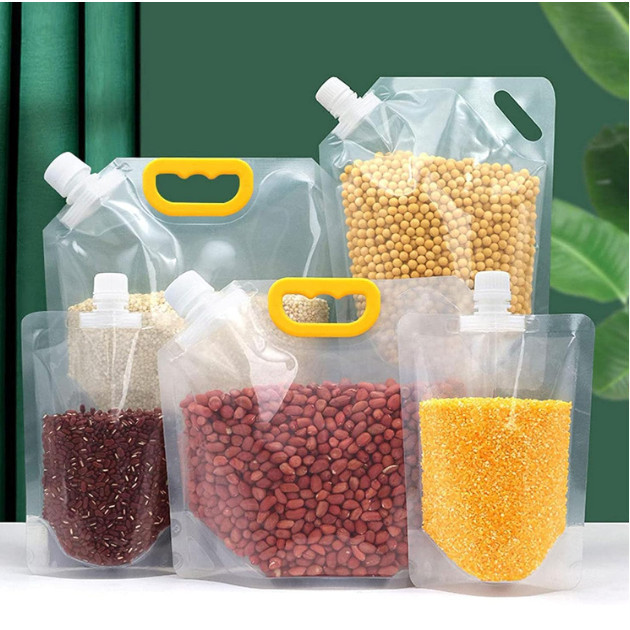 Kit 06un Saco Armazenamento Grãos Transparente 5 Litros Para Grãos Comidas Bebidas Armazenar