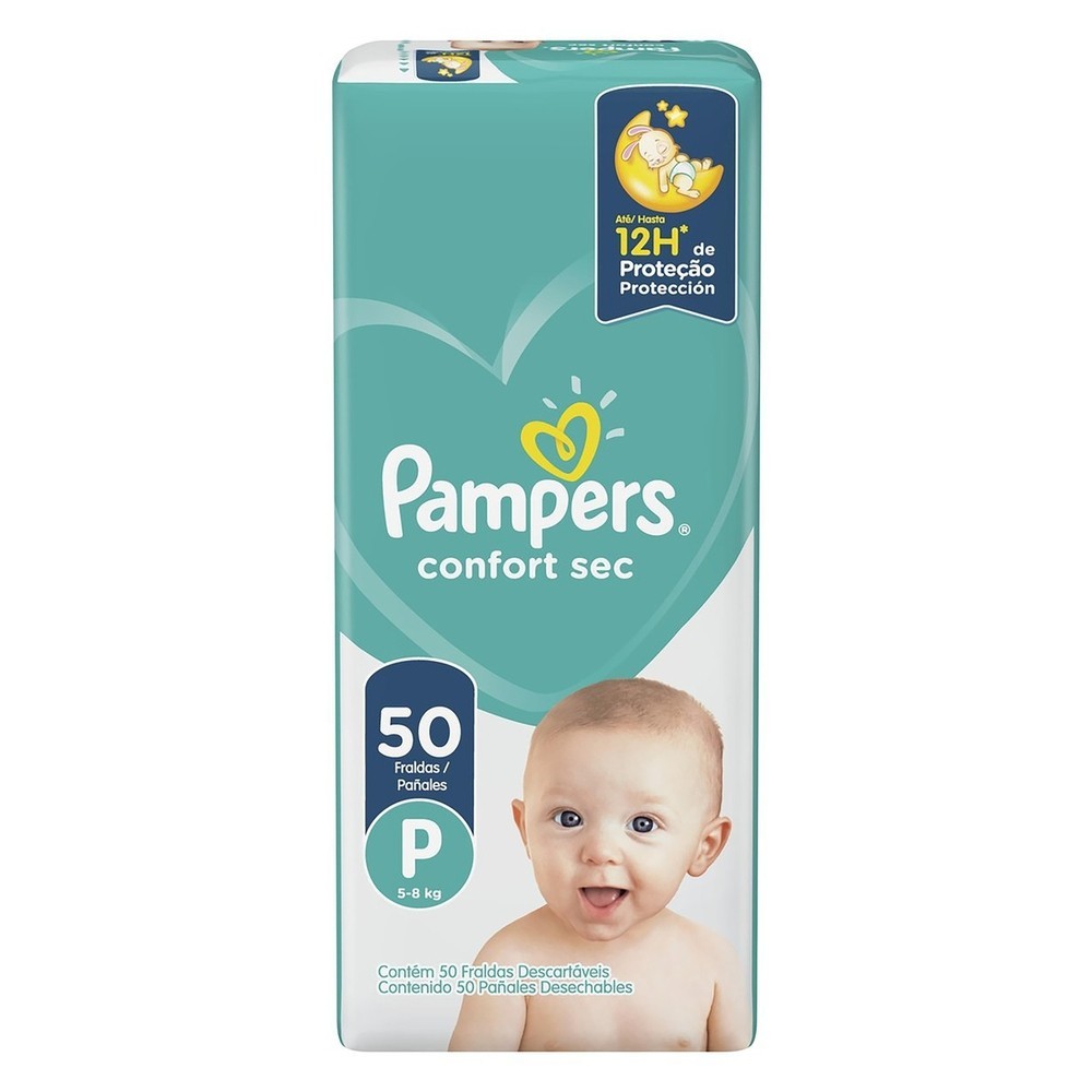 Fralda Infantil Pampers Confort Sec Mega P 50 Unidades - Mom & Baby