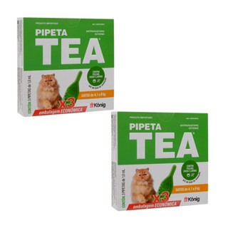 02 Antipulgas TEA Gatos Pipeta X3 unid 4,1 até 8KG 1ML Konig em Oferta na Shopee