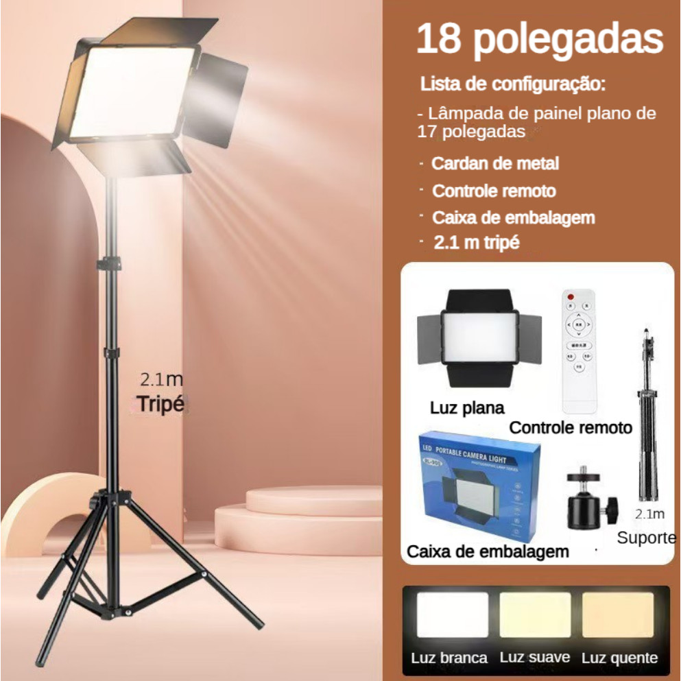 luz de preenchimento 80W 18 polegadas Luz de vídeo LED bicolor 2700-7500K Painel de iluminação de Lâmpada preenchimento