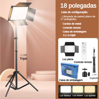 luz de preenchimento 80W 18 polegadas Luz de vídeo LED bicolor 2700-7500K Painel de iluminação de Lâmpada preenchimento