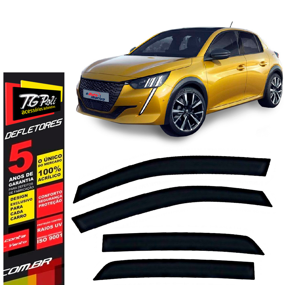Calha de Chuva Peugeot 208 2021 a 2025 TG Poli Defletor 4 portas Protetor Janelas Fumê em Oferta na Shopee