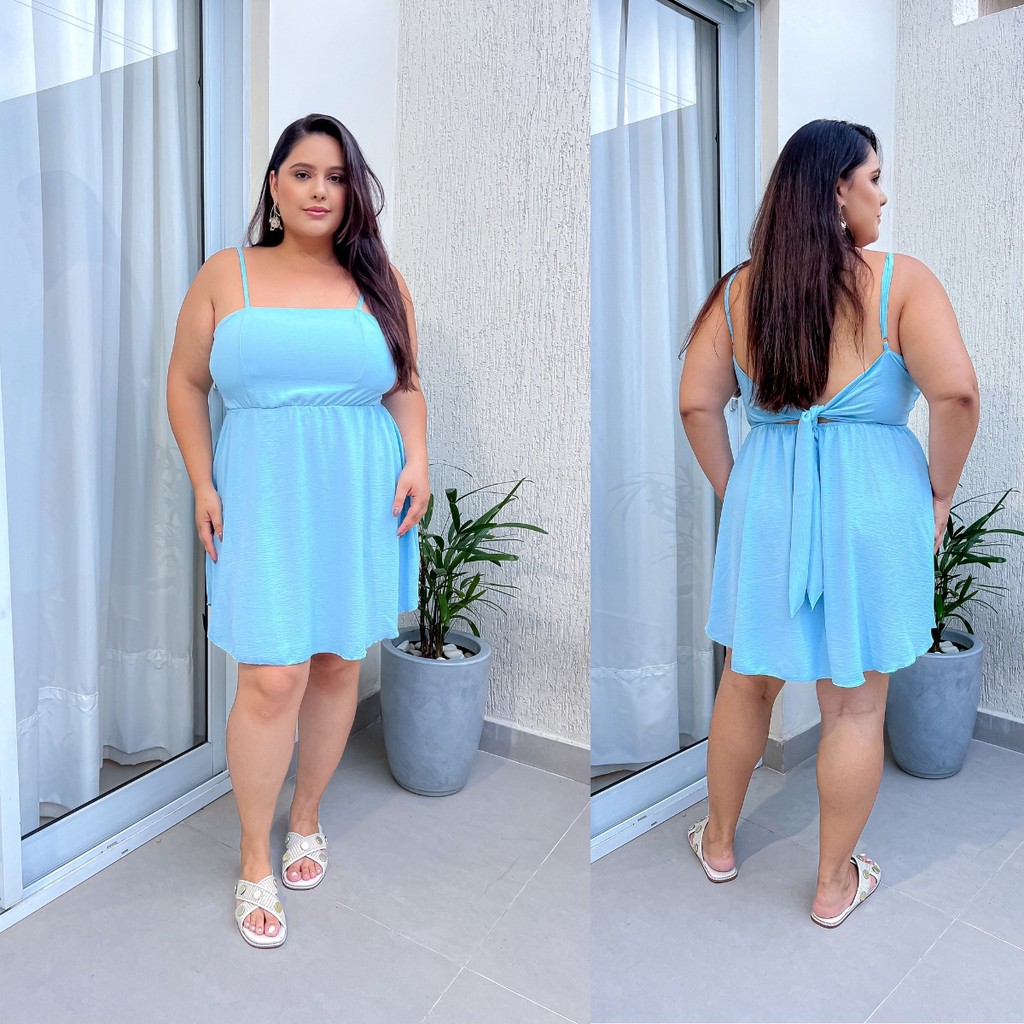 Vestido Plus Size Feminino Curve Curto Soltinho Com Alcinha Ajustável Costas Aberta Moda Verão em Oferta na Shopee