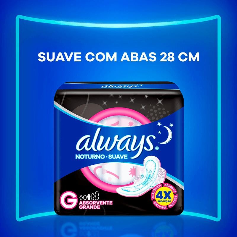 Absorvente Always Noturno Suave Com Abas Tamanho G 48 Unidades em Oferta na Shopee