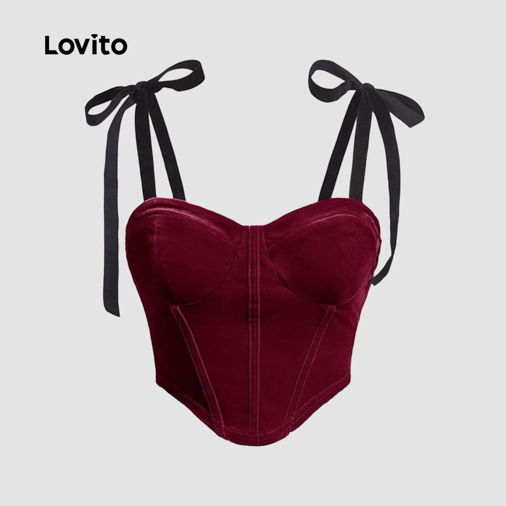 Lovito Regata elegante e lisa com cadarço para mulheres L123ED393 - Women Clothes