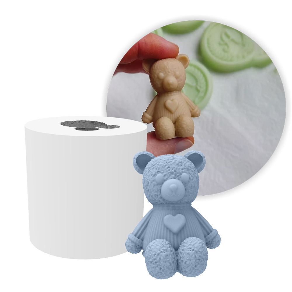 Forma de Silicone Ursinho Bichinho Coração Artesanato Velas Lembrancinhas Sabonetes Gesso Resina