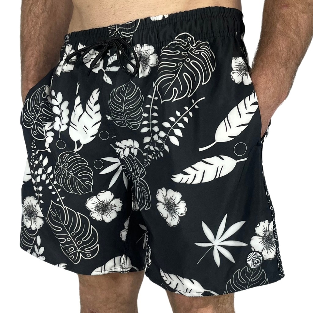 Bermuda Shorts Surftrip Floral Preto - Men Clothes