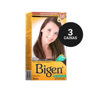 Kit Profissional Tintura Capilar à base de água Bigen 3.0 Castanho Escuro 3cx em Oferta na Shopee