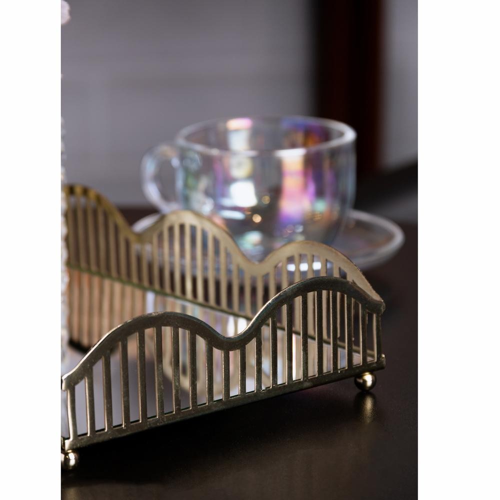 Bandeja com Espelho Lyor Wave 21cm x 14cm x 4cm Dourada - Home & Living