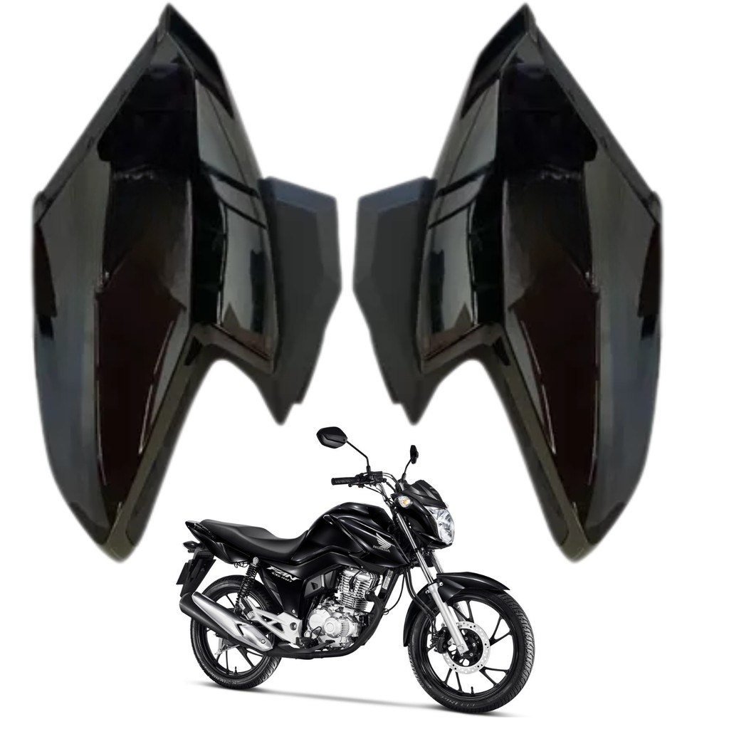 Asa Aba Lateral Aleta Tanque Honda Cg Fan 160 Preto Brilho 2022 2023 2024 PARAMOTOS HONDA