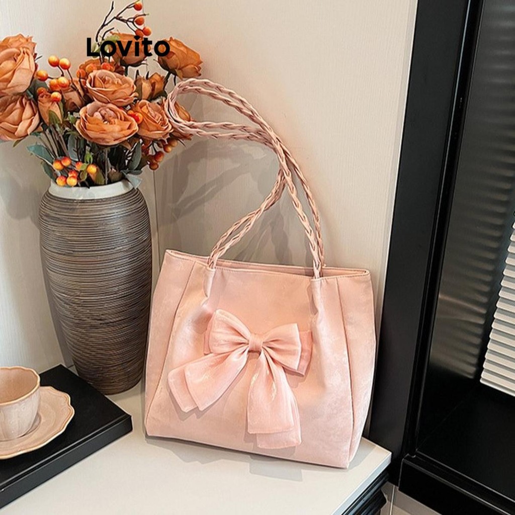 Lovito Bolsa de ombro com cores contrastantes com gravata borboleta fofa para mulheres LFA73042 - Women Bags
