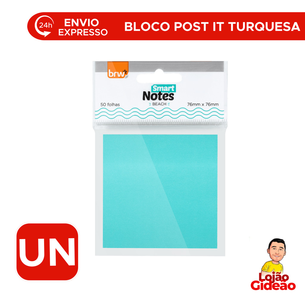 Adesivo Quadrado Turquesa Beach 7,6x7,6cm Bloco de Anotações