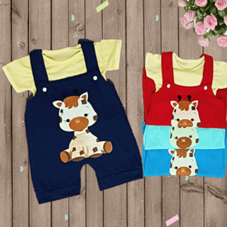 Conjunto Macacão Jardineira + Camiseta Girafinha Bebê Menino em Oferta na Shopee