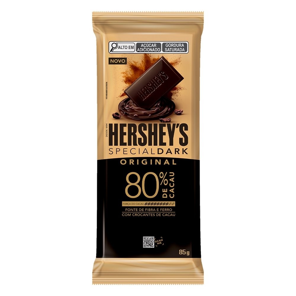 Chocolate Hershey's Special Dark 80% Amargo Barra 85g - Embalagem com 17 Unidades - Food & Beverages