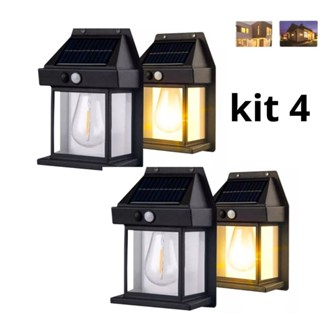 Kit 4 Luminária Arandela Vintage Placa Solar Lâmpada Externa Moderna Decoração Com Sensor em Oferta na Shopee