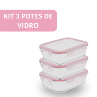 kit pote hermético rosa  empilháveis perfeito na sua cozinha