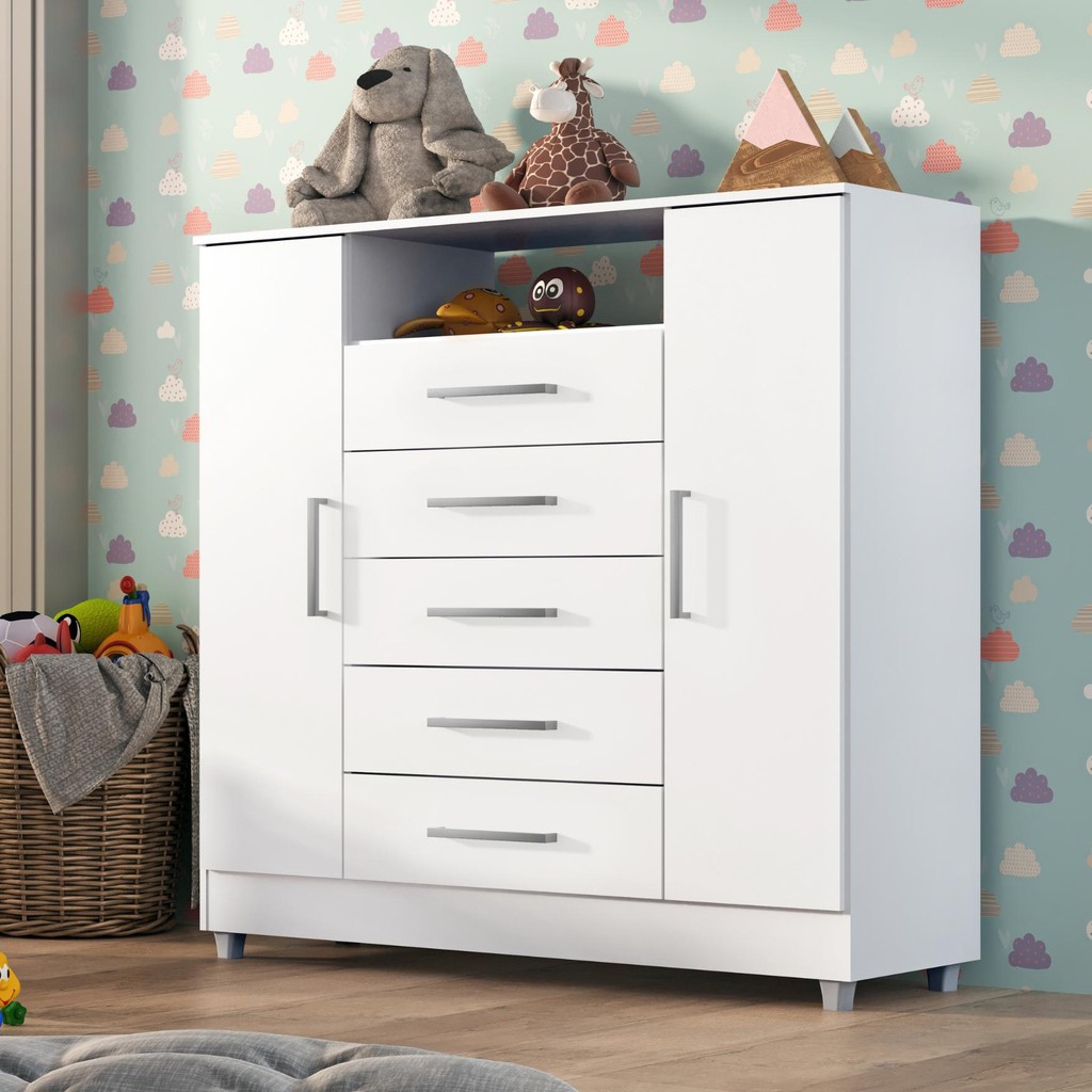 Comoda Infantil Isabele 5 Gav 2 Portas em Oferta na Shopee