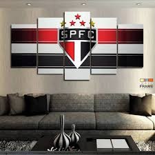 kit quadros decorativo mosaico 5 peças mdf são paulo fc time clube tricolor spfc alta qualidade full hd