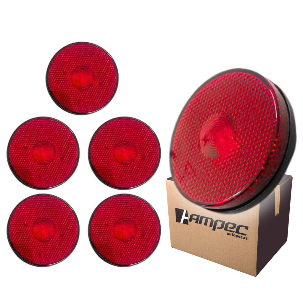 Kit 6 Lanterna Lateral LED Para Carreta Caminhão Trailer Reboque Sem Suporte Vermelha G 85mm