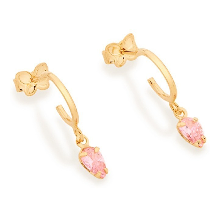 Brinco Meia Argola Com Zircônias Gota Rommanel 526514 em Oferta na Shopee