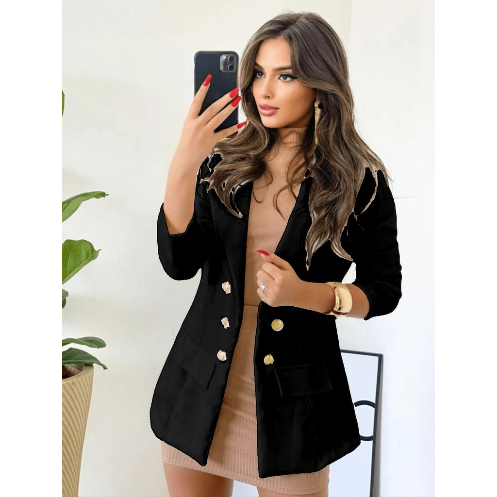 Blaze feminina de alfataria social com bortao em Oferta na Shopee