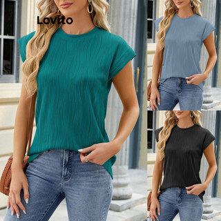 Lovito Camiseta Elegante De Tecido De Textura Lisa Para Mulheres LNL45108