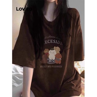 Lovito Camiseta feminina casual com estampa animal LNE56727