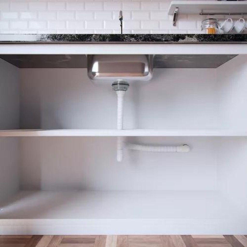 Sifão Flexível Sanfonado Ajustável Pia Cozinha Tanque BRANCO