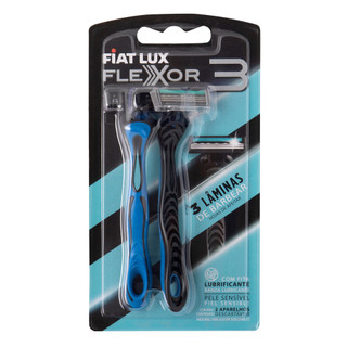 Aparelho de Barbear Flexor 3 Laminas Azul Blister com 2 unid em Oferta na Shopee