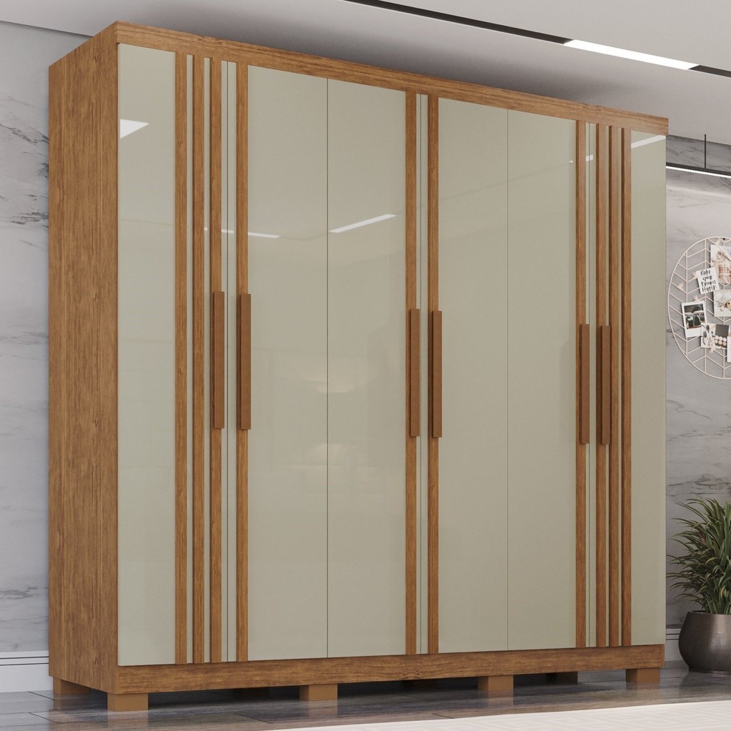 Guarda-roupa com Ripado 6 Portas 4 Gavetas Sevilha Prime - Home & Living