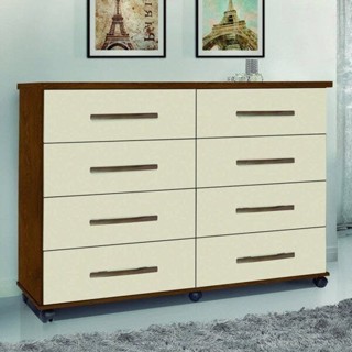 Cômoda 8 Gavetas Jade Mel/Pérola em Oferta na Shopee