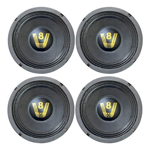 KIT 4 ALTO FALANTES COMPET WOOFER 8" POL 200W SECO PRETO 4 OHMS em Oferta na Shopee
