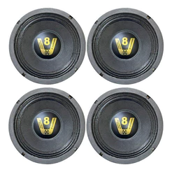KIT 4 ALTO FALANTES COMPET WOOFER 8" POL 200W SECO PRETO 4 OHMS