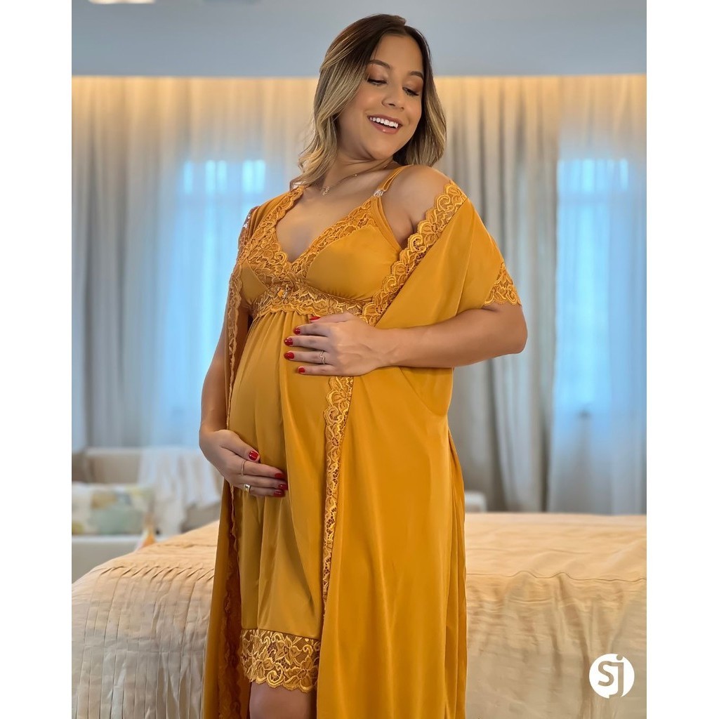 Kit Camisola Amamentar + Robe Starjane em Oferta na Shopee