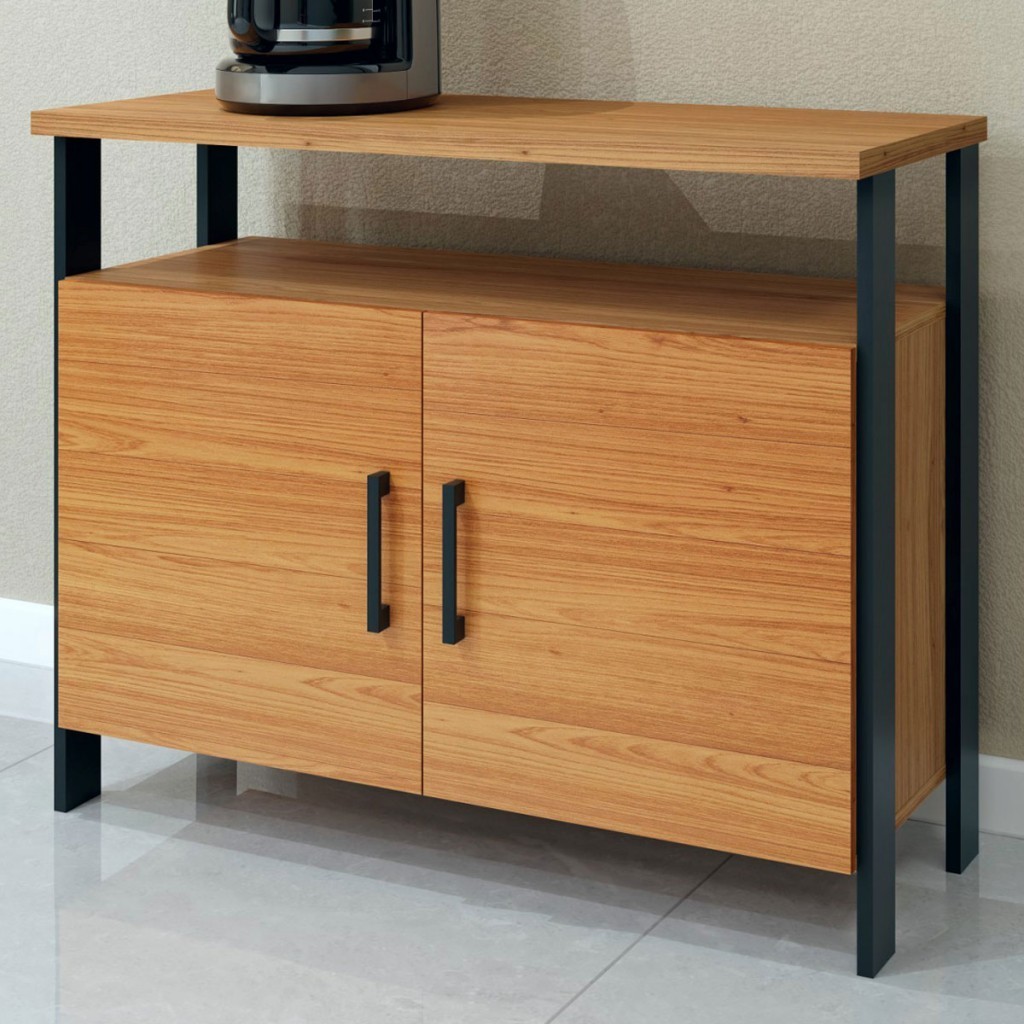 Armário para Escritório Industrial 2 Portas 100% Mdf Freijó/Preto Fosco F32 - Pradel em Oferta na Shopee