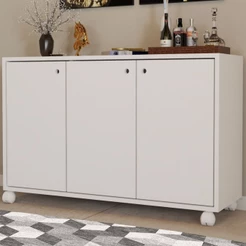Balcão Buffet Roma 3 Portas Branco - Pnr Móveis