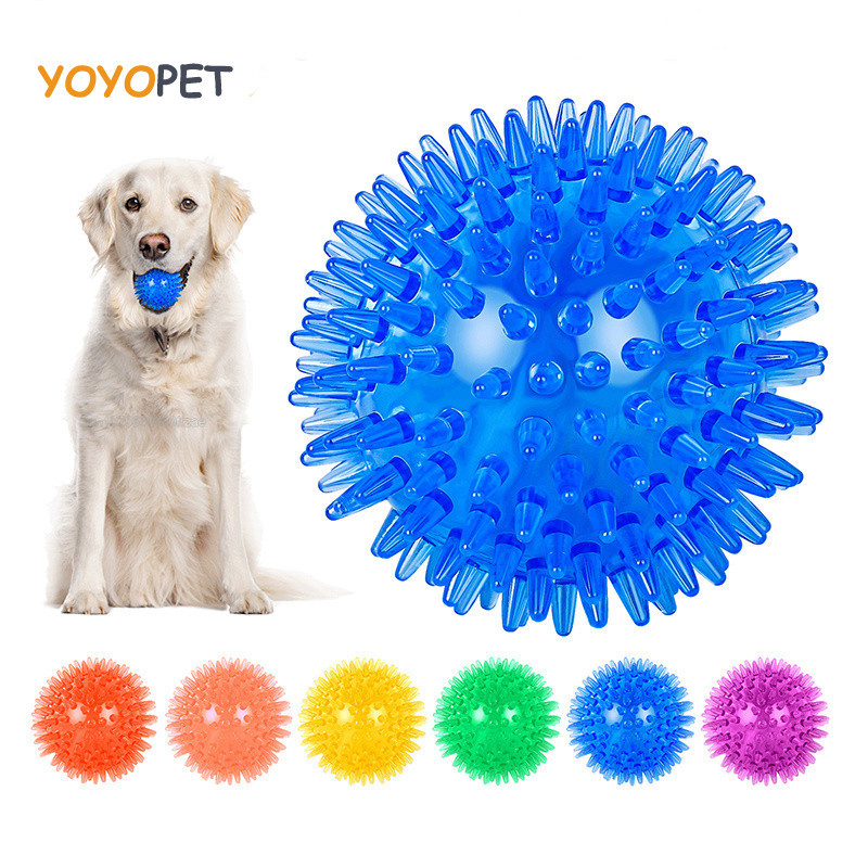 Brinquedos Para Cães De Estimação Cachorro Gato Sons De Brinquedo Polka Squeaky Tooth Cleaning Ball TPR Treinamento