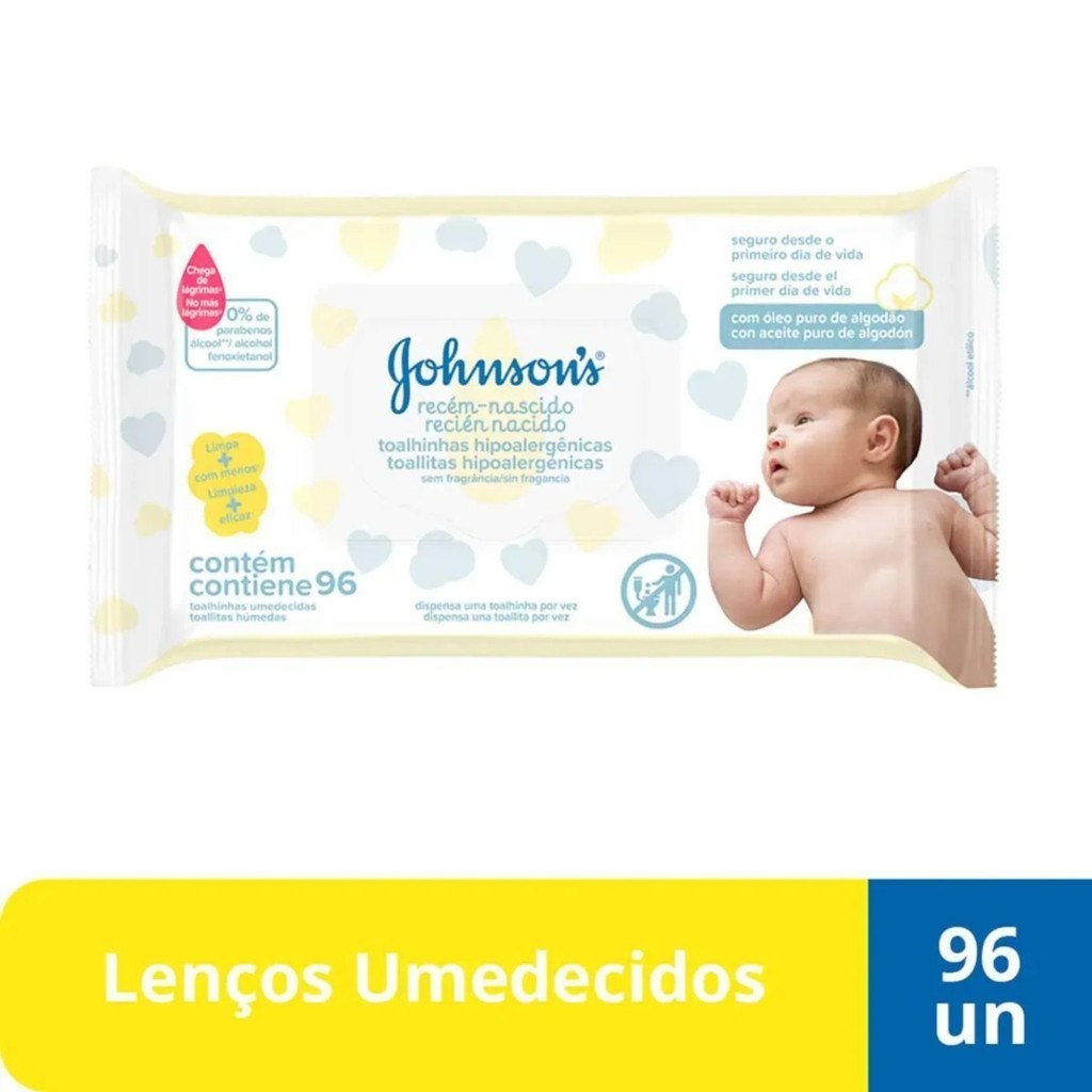 Lenços Umedecidos Johnson'S Baby Recém Nascido com 96 unidades