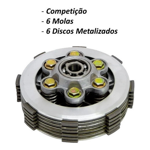 Embreagem Competição Titan 160 Bros 160 Titan 150 Fan 150 Fan 125 Nxr 150 Xre 190 Preparada 6 Molas